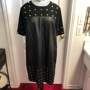 Michael Kors Leather Gold Tone Studded Dress
